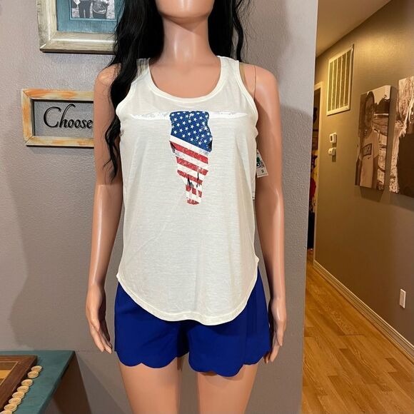 American flag bullhead longhorn cow skull tank - Picture 8 of 13